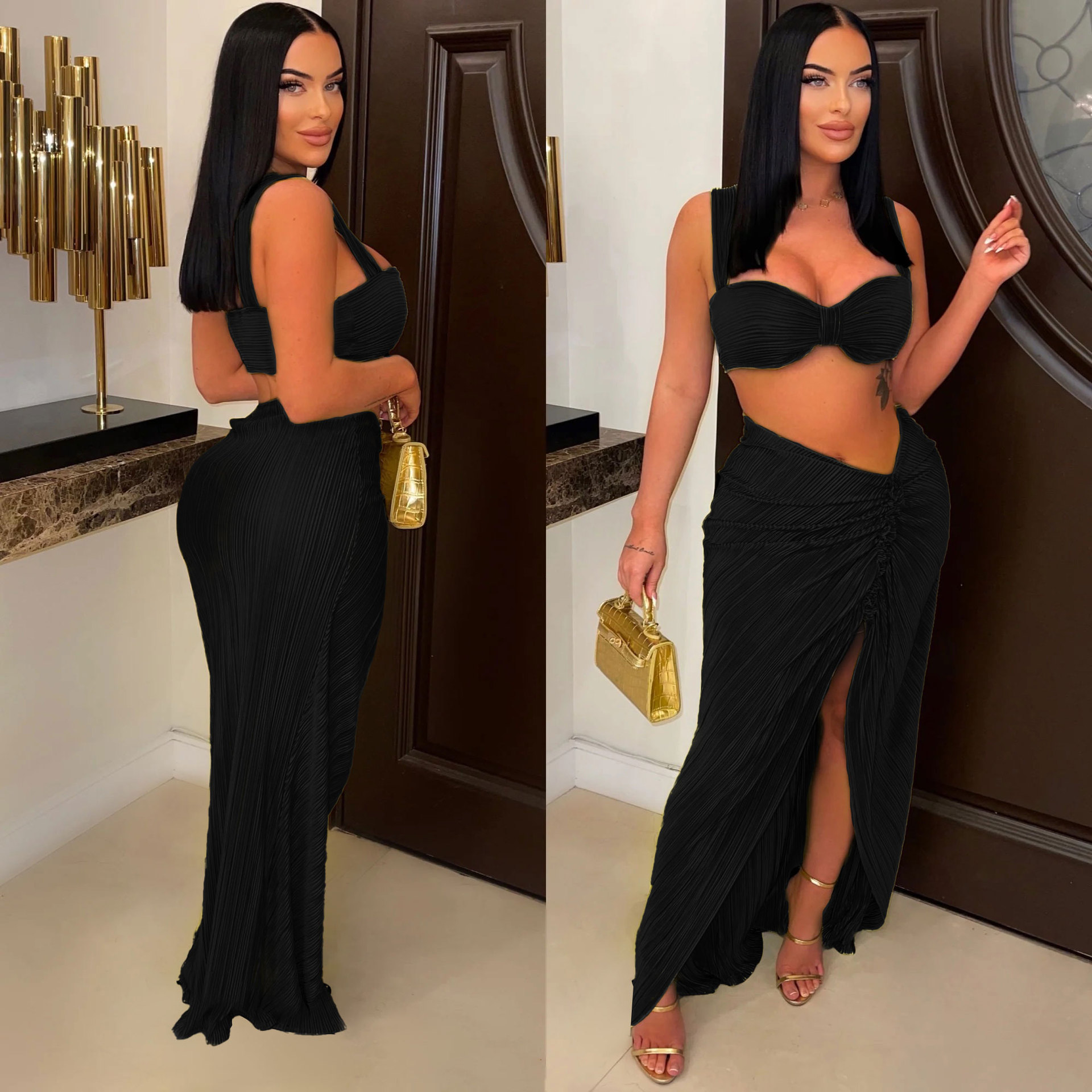 70s black fashion women's clothing Wholesale Branded Antique-Inspired Tailor-Made Women's 50D All-Light Fabric Skirt Sets women's clothing yorkdale – Personalized Gift j.jill women's clothing