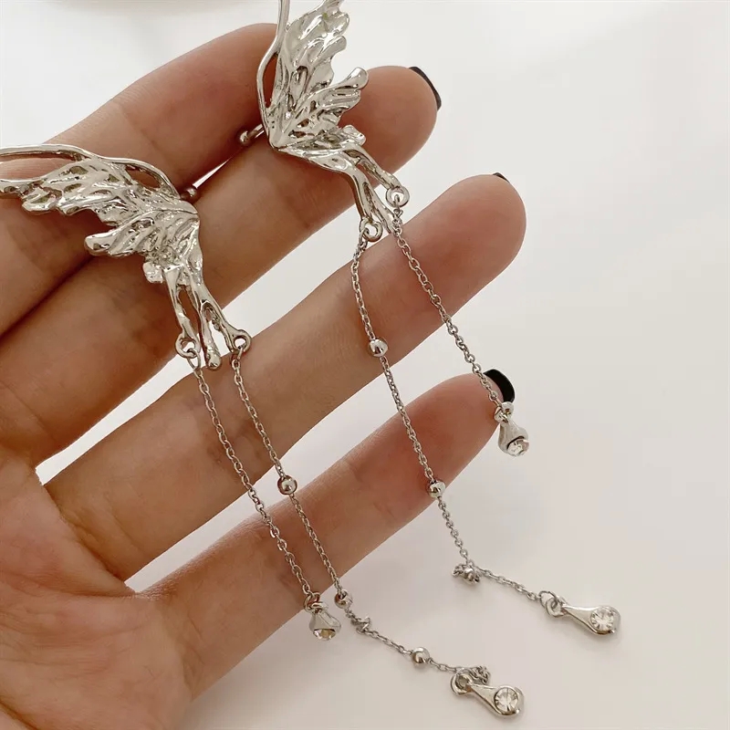 80 fashion trends jewelry "Custom Romantic Butterfly Rhinestone Tassel Ear Clips for fashion jewelry hsn code Women – Quick Wholesale Fashion Alloy Plating" diamond fashion jewelry