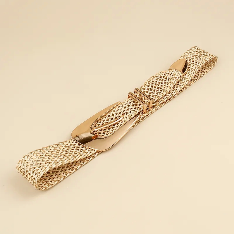 80s fashion accessories for sale Custom Retro Glossy Geometric Straw Buckle fashion jewellery 916 Women's Woven Belts - Durable & Stylish Vacation Accessories fashion accessories retail market in india