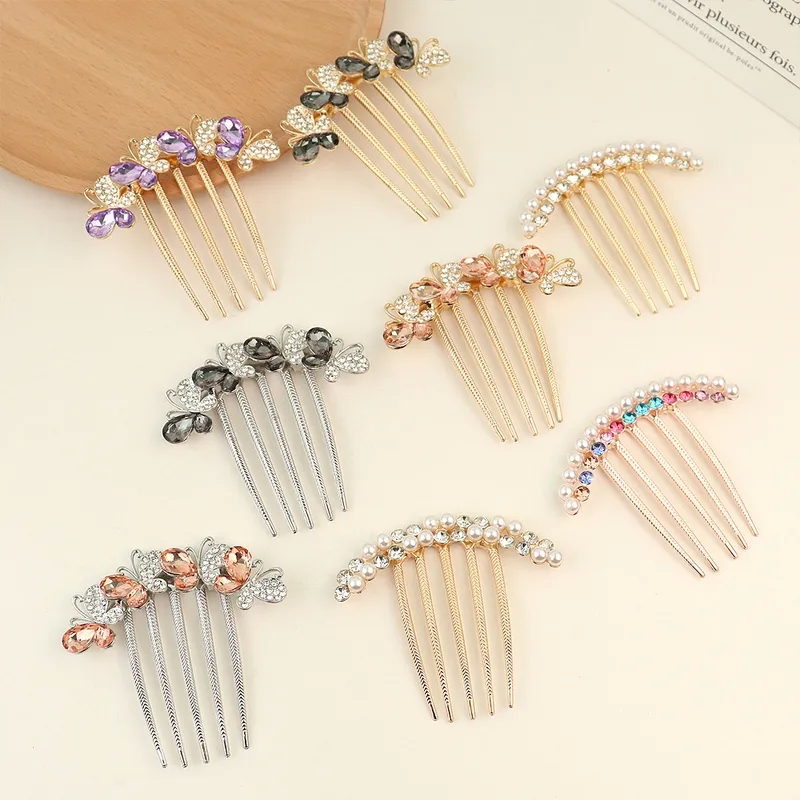 80s hair accessories uk "Vintage-Inspired Shiny Butterfly Alloy Crystal Pearl Hair Comb hair accessories market size – Sophisticated Fine Jewelry Accessory" hair clips 5 cm