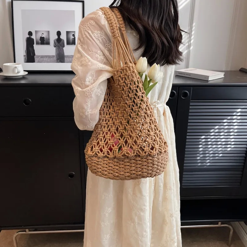 8b+ chalk bags "Sparkling Refined Straw Shoulder Bag – Earthy All-Season new jersey plastic bags Women's Tote Affordable Luxe Style" bag 99 air