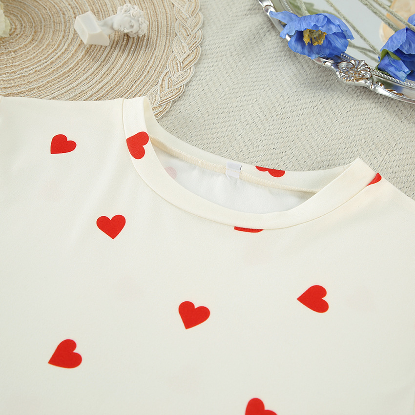 90's women's clothing Wholesale Shiny qvc women's clothing Waterproof Recycled Polyester Women's Sweet Heart Pajama Shorts Set 7xl women's clothing