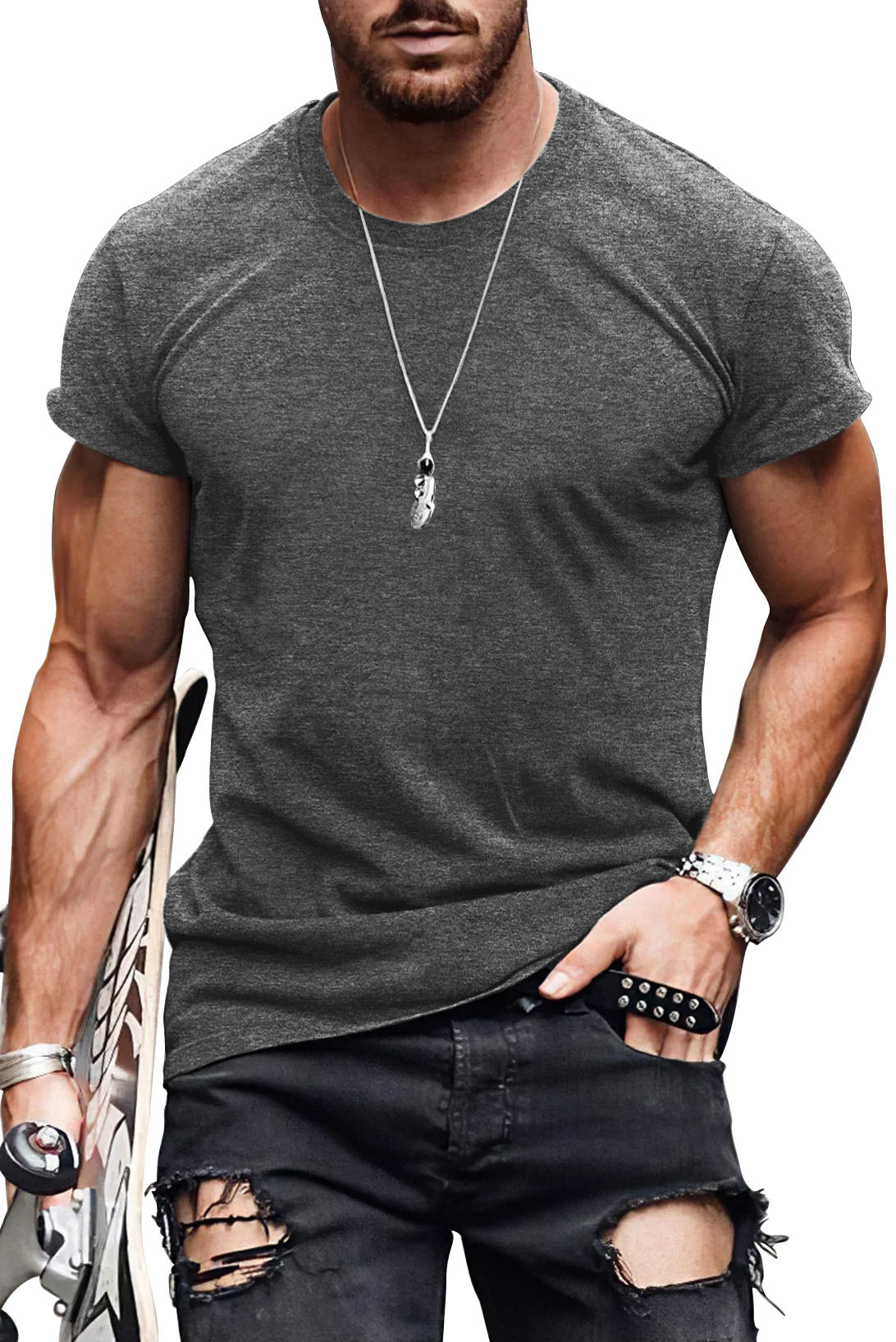 african women clothing Custom Craftsmanship Bold Streetwear Men's Loose Round Neck Short Sleeve Solid Color 60's women's clothing T-Shirt - Handpicked Design zara women clothing