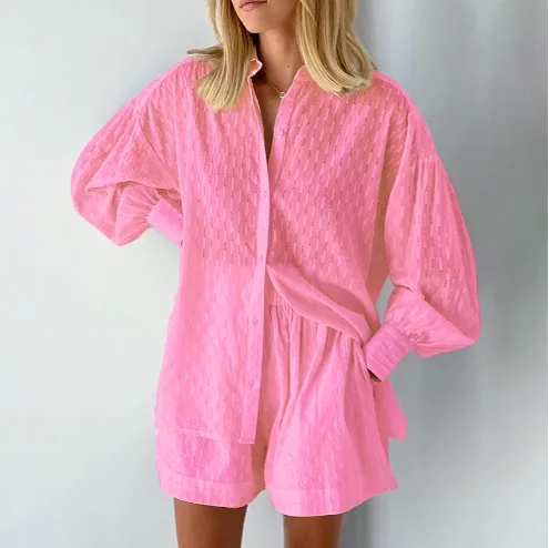 african women clothing Modern Timeless Women's Casual Cotton Patchwork Button Shorts Set with Hand-Engraved women's clothing 50 year old Details blair.com women's clothing