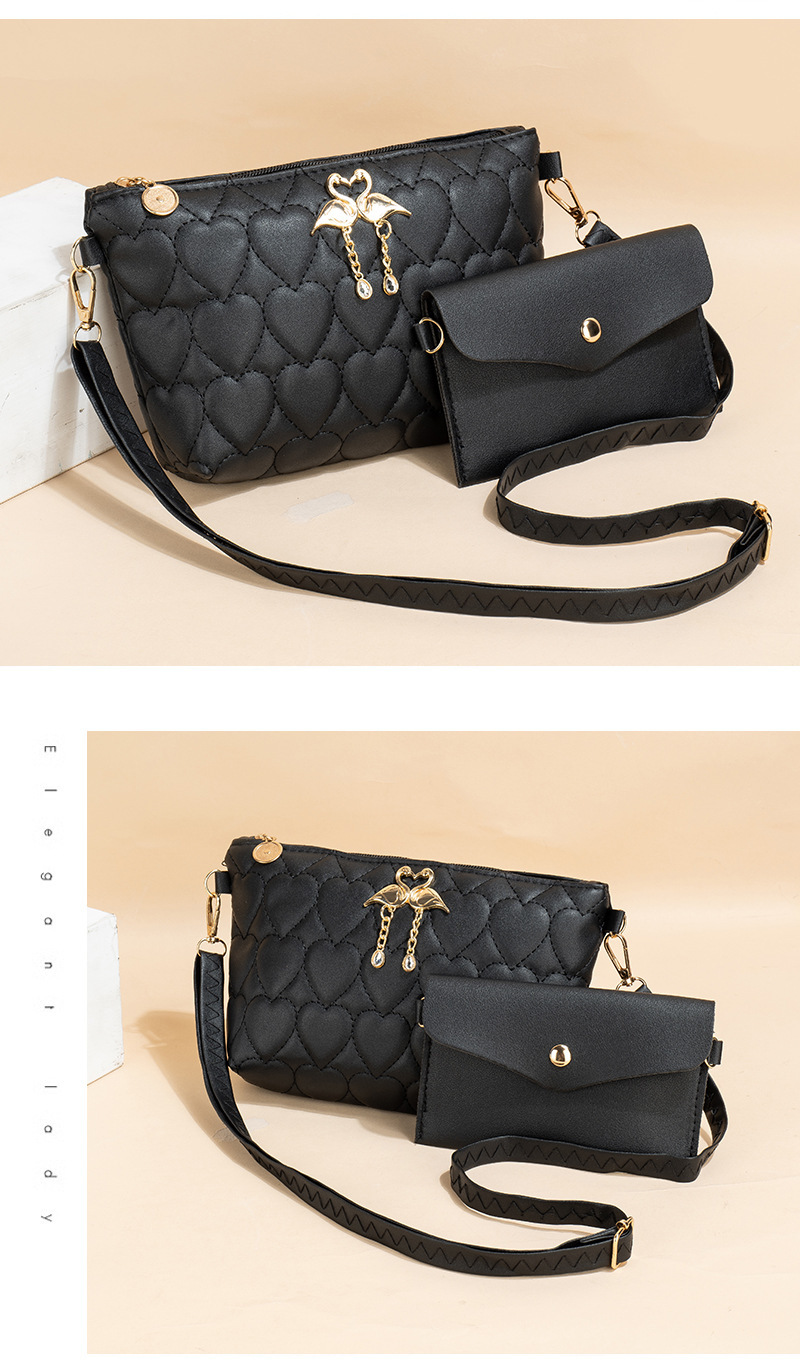 bags 30l Exclusive Chic Women's Small PU Leather Heart-Shaped Glistening Zipper Bag Set grow bags – Classic Solid Color Style bags 50