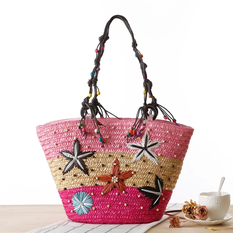 bags juicy couture Sparkling Refined Tarnish-Resistant Women's under eye bags Large Straw Color Block Embroidery Vacation Bucket Bag it travel bags