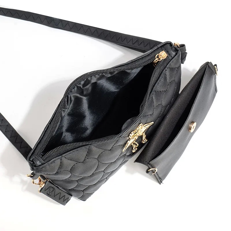 bags karaoke Exclusive Chic Women's Small PU Leather Heart-Shaped Glistening Zipper Bag Set judith leiber bags – Classic Solid Color Style bags in style 2024