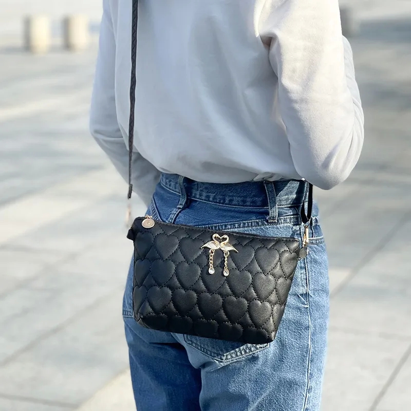 bags with charms Exclusive Chic Women's Small bags of gravel PU Leather Heart-Shaped Glistening Zipper Bag Set – Classic Solid Color Style bags team names