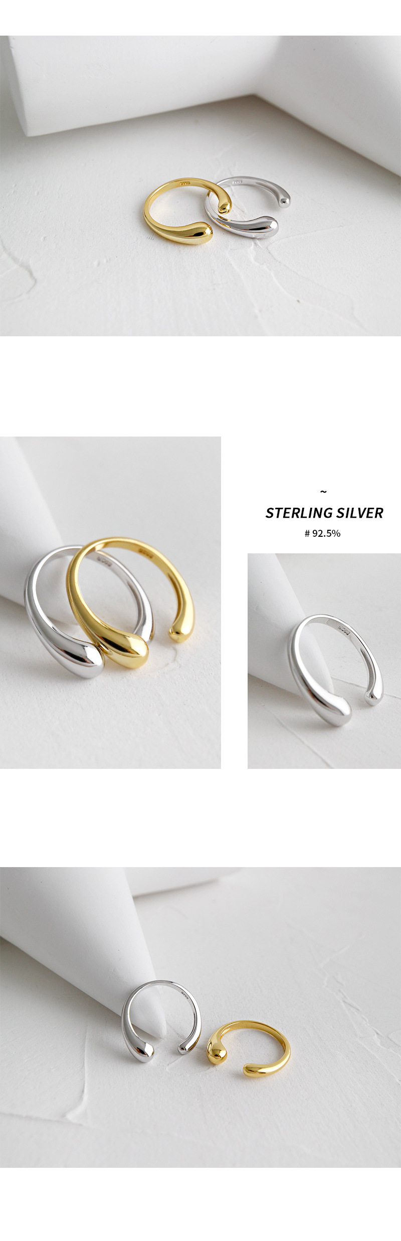 bulgari high end jewelry Wholesale Korean S925 Sterling Silver Water Drop Ring - Glossy, high end jewelry stores near me Matte, Grunge Styles Available high end estate jewelry
