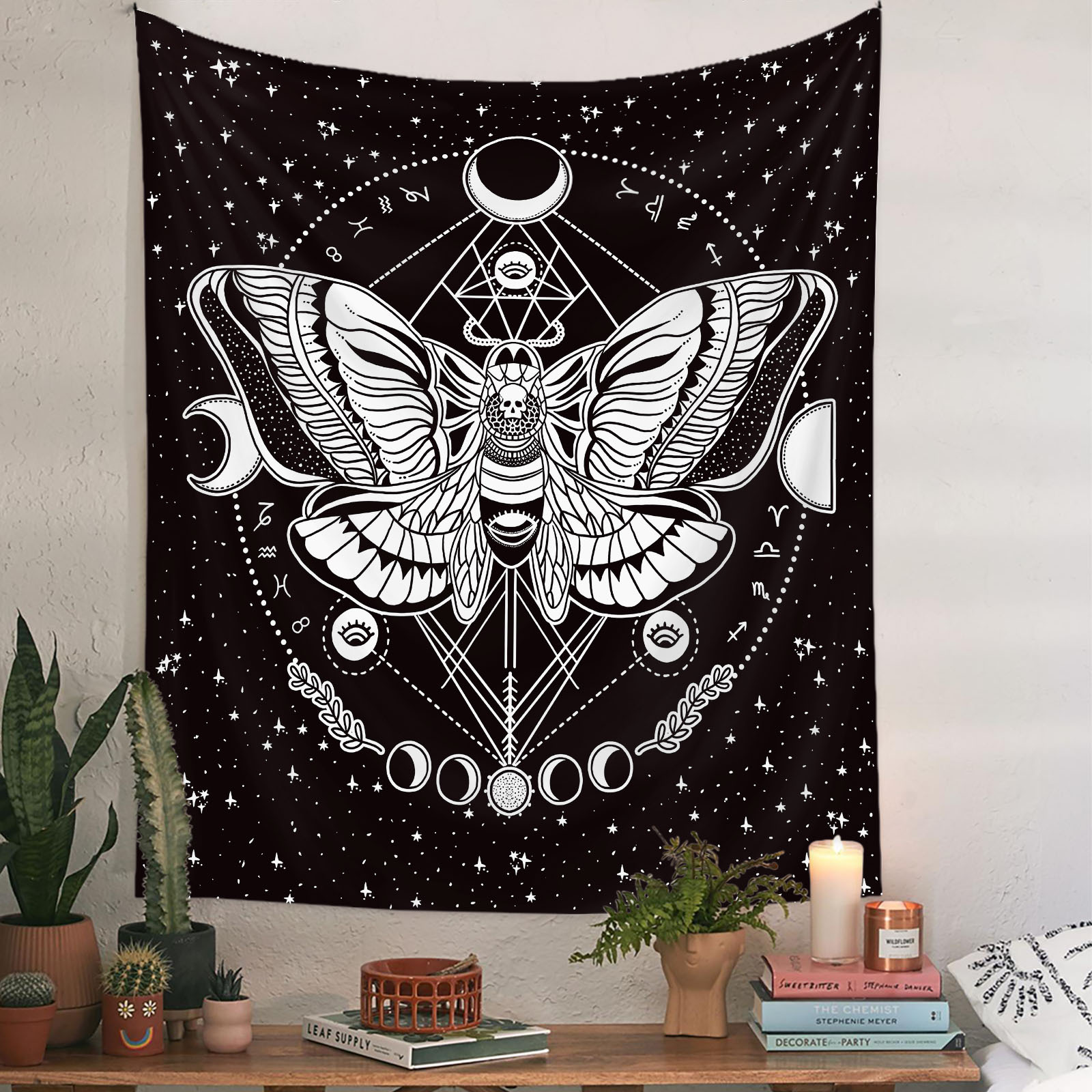 care home kitchen rules Custom Minimalist Retro Moon Flower Butterfly Polyester sweet home kitchen Plush Tapestry – Exquisite Short Design home kitchen cabinets