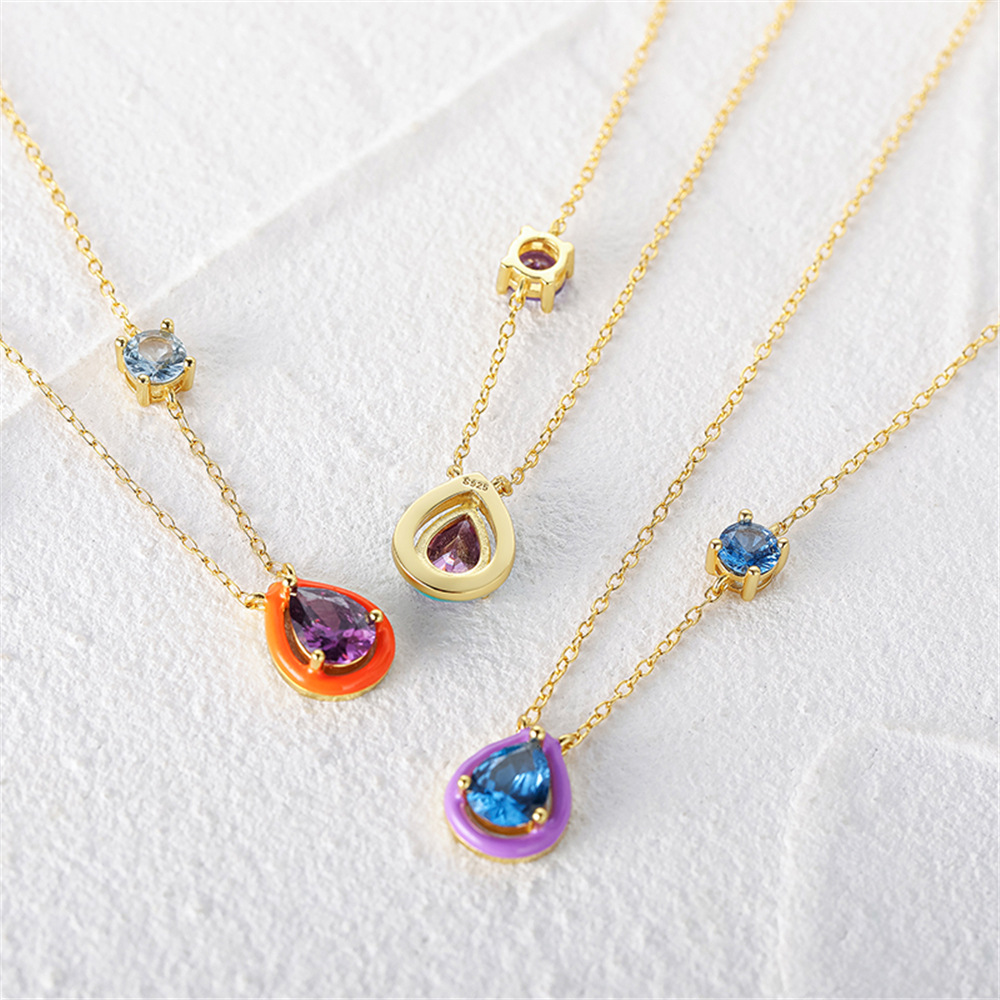 custom made high end jewelry Chic Dainty 925 Sterling high end jewelry with clover Silver Zircon Enamel Geometric Pendant Necklace - Genuine & Scratch-Resistant high end jewelry brand names
