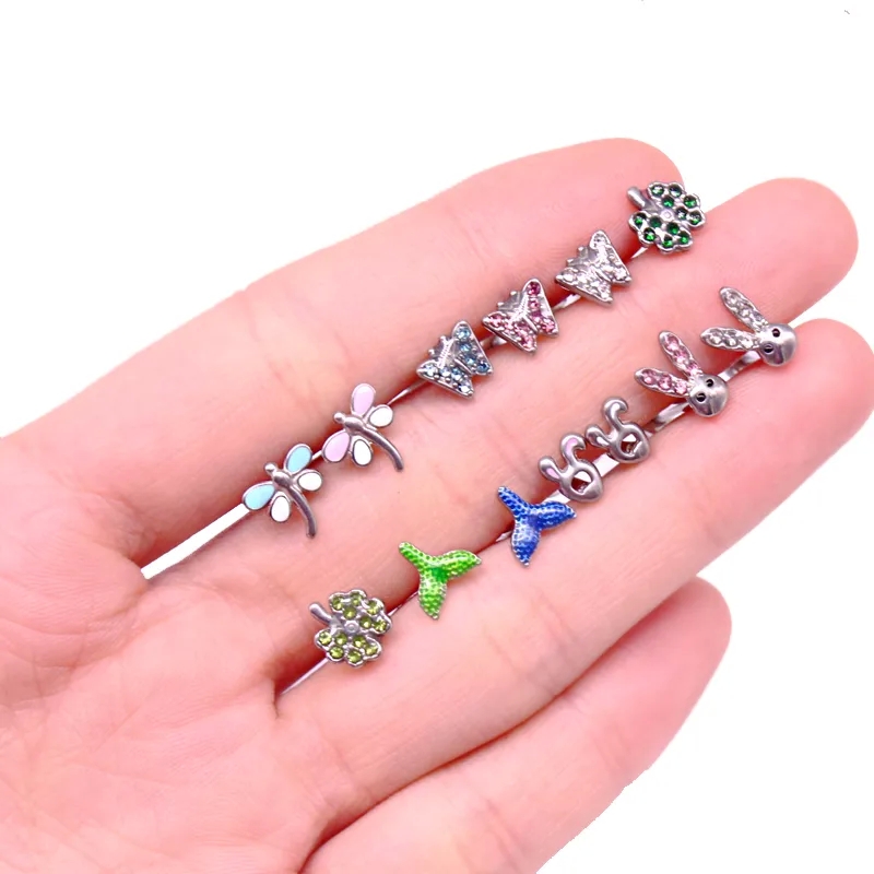 sam's fine jewelry "Limited Edition Artsy Lip Rings – Romantic 316L fine jewelry jobs Stainless Steel Rhinestone Inlay White Gold Plated Tongue Jewelry" fine jewelry online