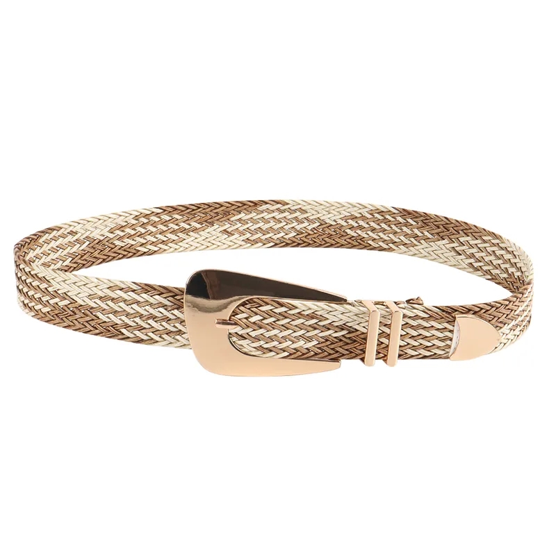 fashion accessories for kids Custom Retro Glossy Geometric Straw Buckle Women's Woven Belts - Durable & honey fashion accessories catalogue Stylish Vacation Accessories julie's beauty & fashion accessories