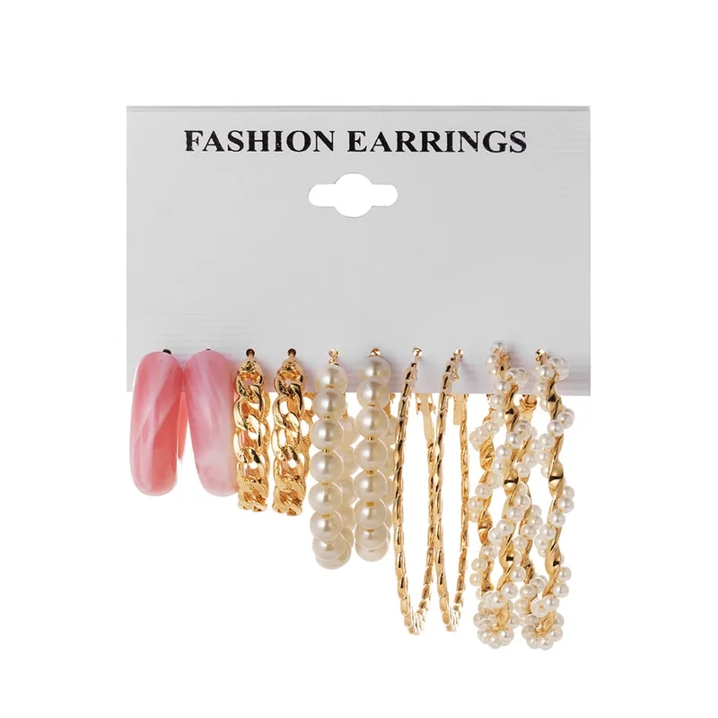 fashion jewelry as Sustainable Boho Grunge Geometric fashion jewelry india Alloy Pearl Hoop Earrings – Vintage Style Wholesale fashion jewelry clip on earrings