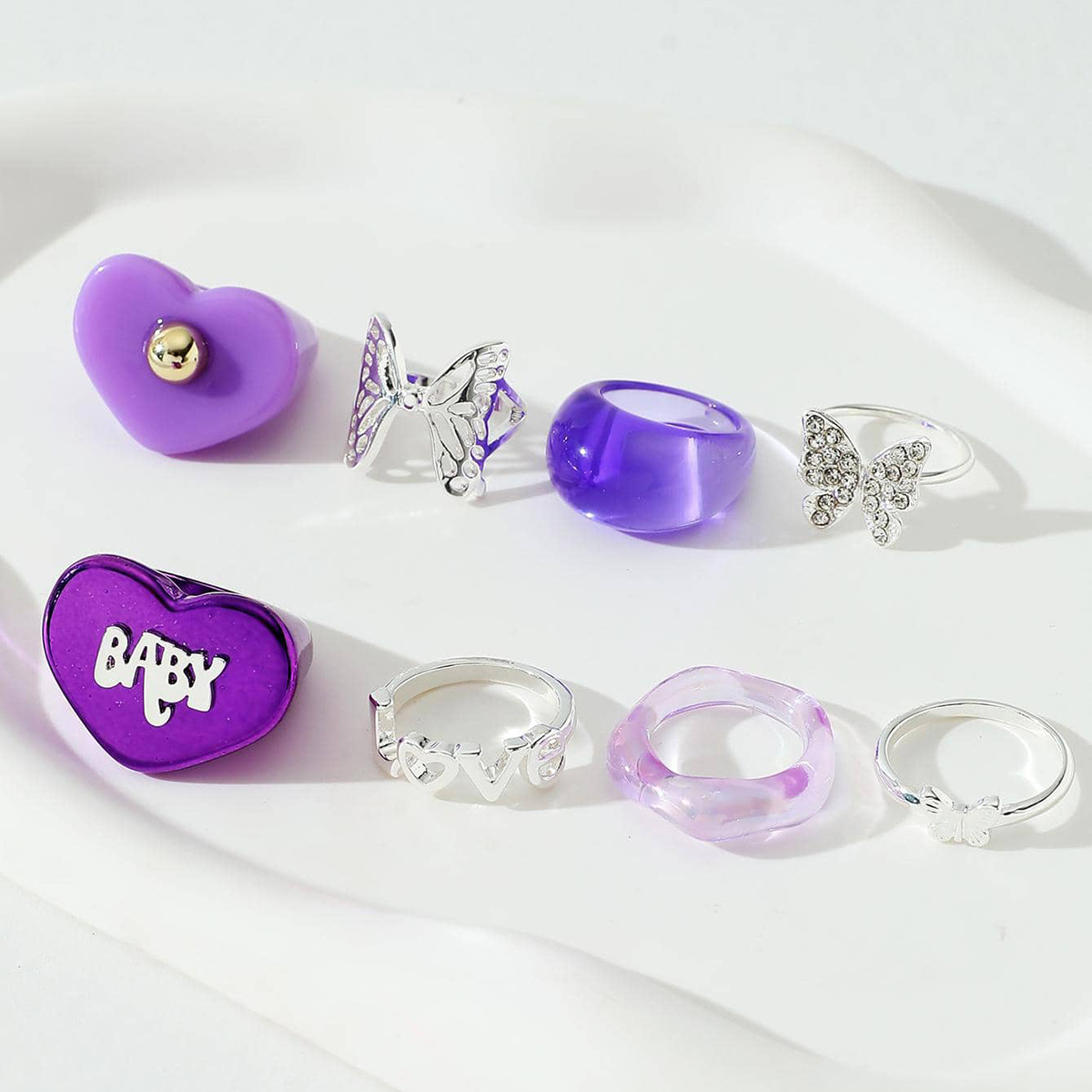 fashion jewelry images Timeless fashion jewelry as Rustic Heart & Butterfly Resin Rings – Multifunctional, Gift-Ready, IG-Style Jewelry fashion jewelry gold rings