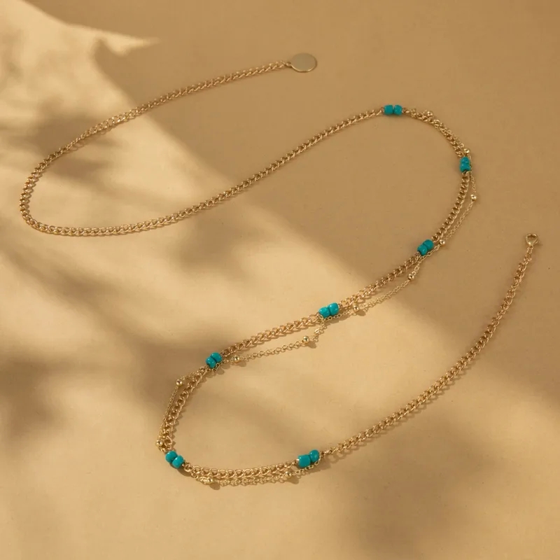 fashion jewelry images "Vintage-Inspired Adjustable Unisex Geometric vintage fashion jewelry Copper Waist Chain – Elegant Streetwear Wholesale" fashion jewelry trade shows 2024