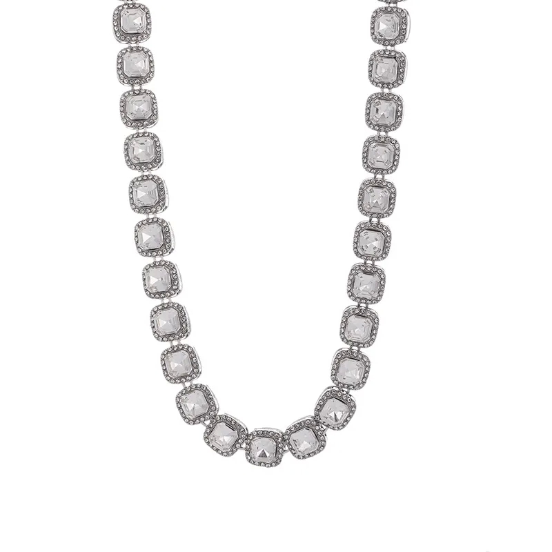 fashion jewelry logo design "Modern Romantic Unisex Square Alloy Rhinestone Necklace – Multifunctional Fashion fashion jewelry limited edition Statement Piece" libas fashion & jewelry
