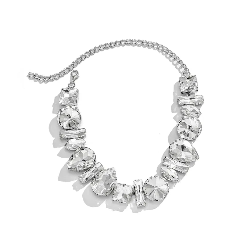 fashion jewelry london Wholesale Stylish ysl fashion jewelry Bohemian Glossy Rhinestone Water Droplet Choker - Hypoallergenic Iron Necklace for Elegant Glam Look fashion jewelry vs costume jewelry