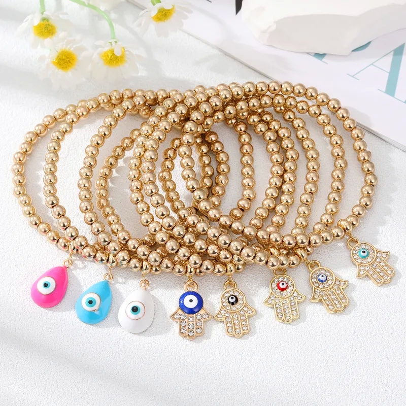 fashion jewelry necklace and earrings set Wholesale High-End Devil's Eye Water Drop Resin Beaded Bracelets – Stylish & macy's fashion jewelry sale Sleek Design costume jewelry 101