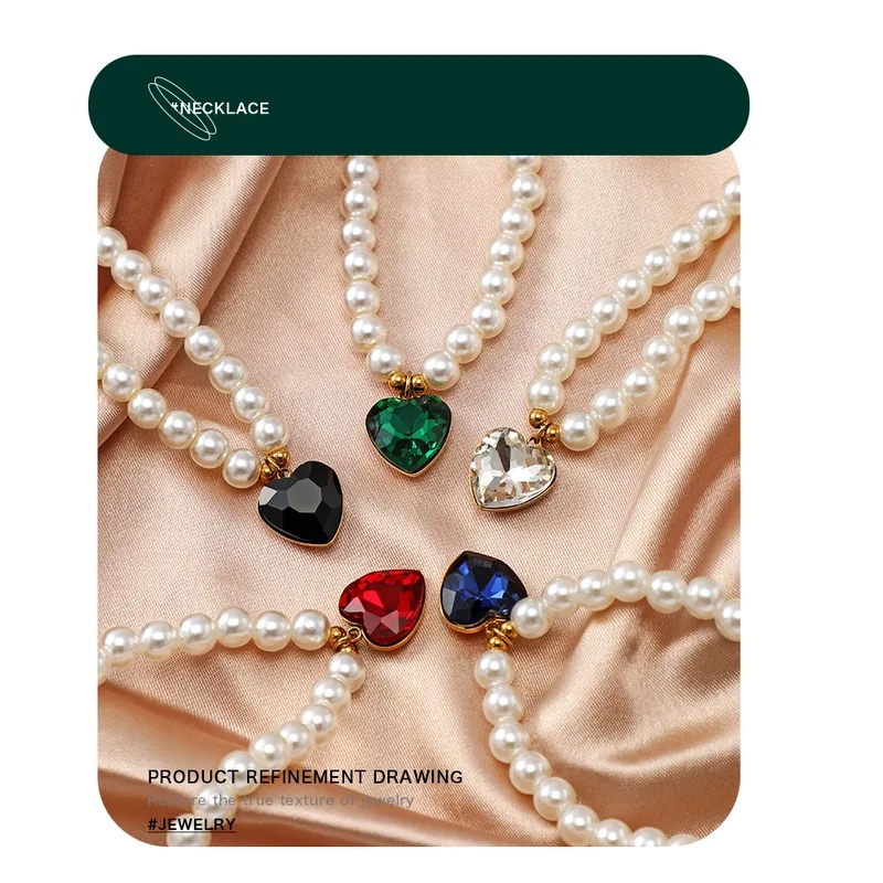 fashion jewelry silver Exclusive Vintage fashion jewelry new york Heart Pendant Necklace – Premium Stainless Steel & Acrylic Pearl Beaded Women's Jewelry, Tailor-Made Elegance gucci fashion jewelry