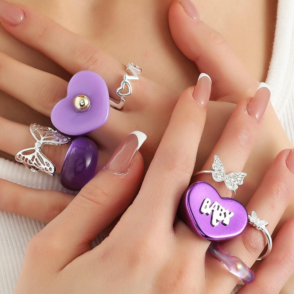 fashion jewelry trends fall 2024 Timeless Rustic Heart what is the latest fashion in jewellery & Butterfly Resin Rings – Multifunctional, Gift-Ready, IG-Style Jewelry justop fashion jewelry