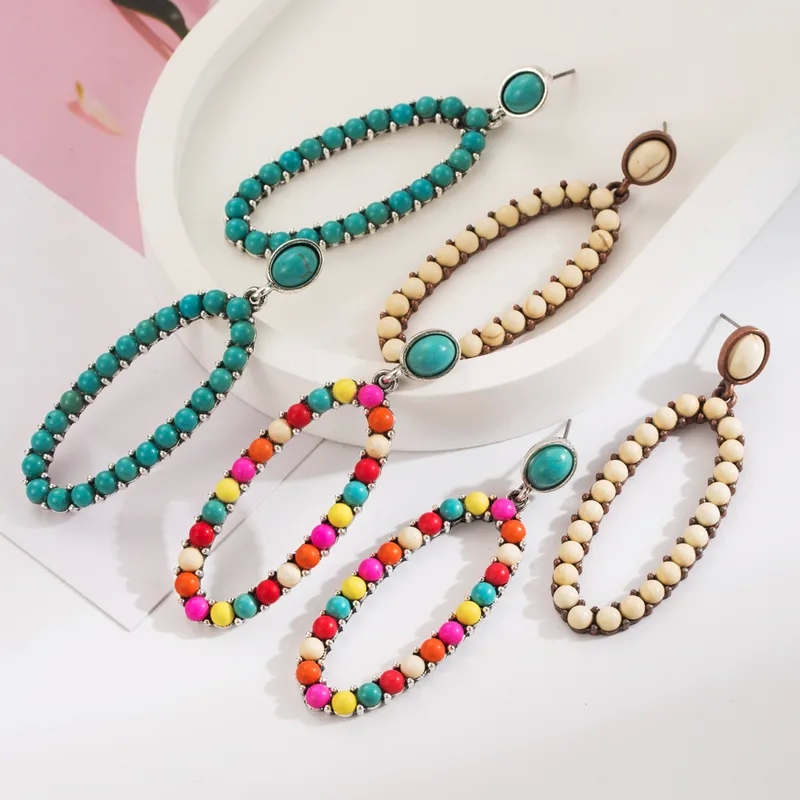 fashion style 60's Exclusive Polished Turquoise Silver Drop Earrings - Premium Glistening Alloy Modern Color Block fashion jewelry necklaces Design Vacation Style mens jewelry fashion 2024