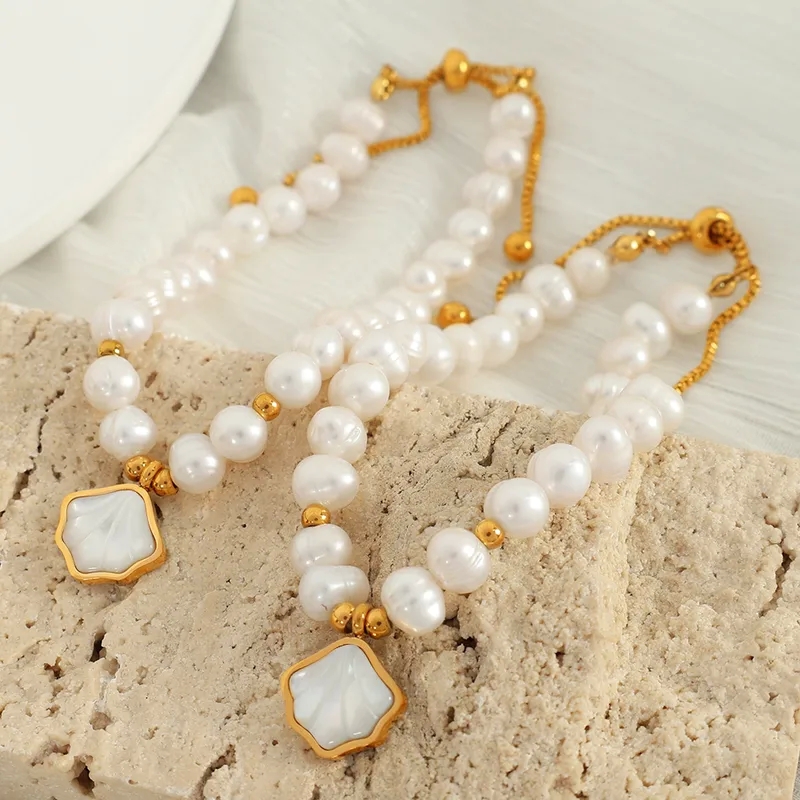 fine jewellery quotes "Upcycled Freshwater Pearl & Shell Bracelet | 18K Gold Plated fine jewelry anklet | Sustainable Elegance | Custom-Fit Craftsmanship" fine jewelry wholesale