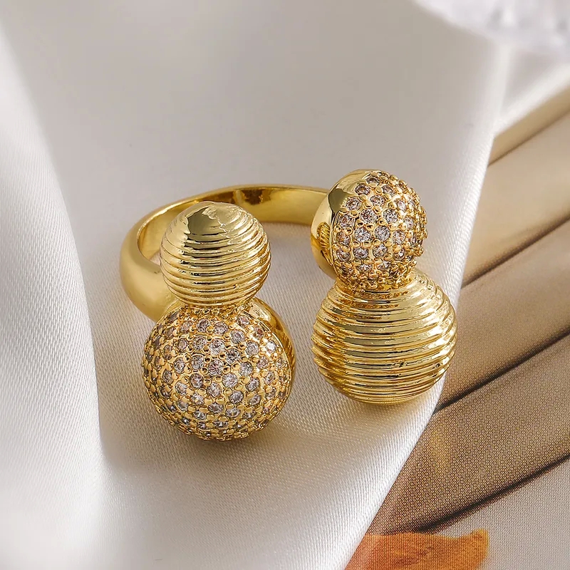 fine jewelry austin tx "Eco-Chic Retro Geometric 18K Gold Plated grace fine jewelry Zircon Open Rings – Bold Feminine Recycled Affordable Gift" fine jewelry layered necklace