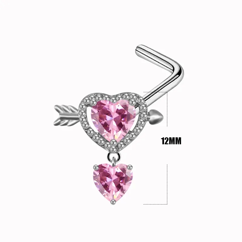 fine jewelry earring sets Boho Skin-Friendly Stainless fine jewelry canada Steel Heart Inlay Belly Ring & Nose Stud, Masculine & Eye-Catching Gold/Silver Plated Jewelry fine jewelry macy's