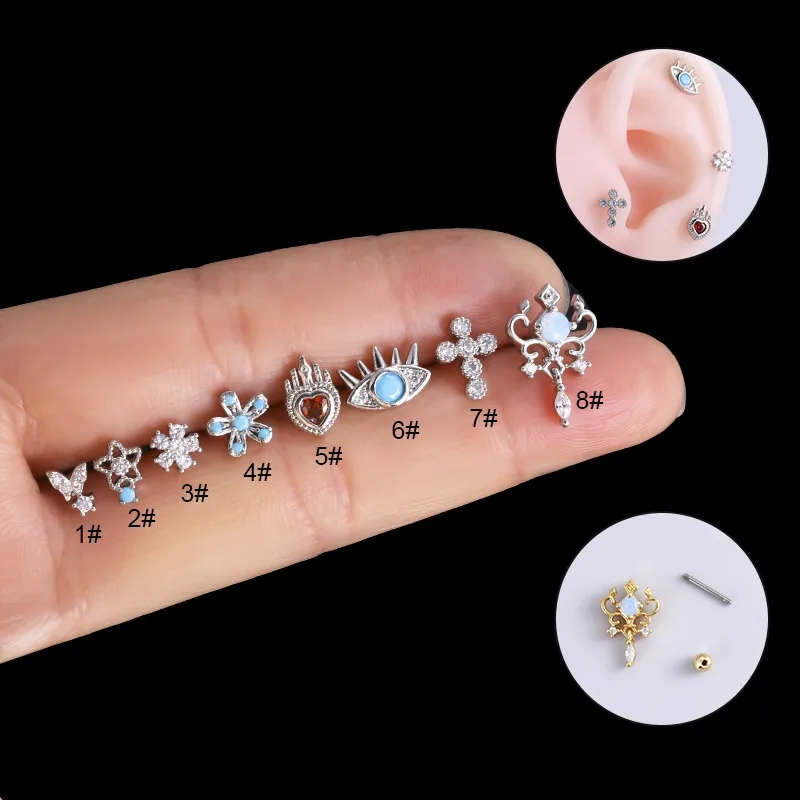 fine jewelry locket "Artisanal Modern Heart Cartilage Rings & Studs – fine jewellery zurich 316L Stainless Steel Copper-Plated Zircon Inlay Sustainable Style" nice jewelry zales