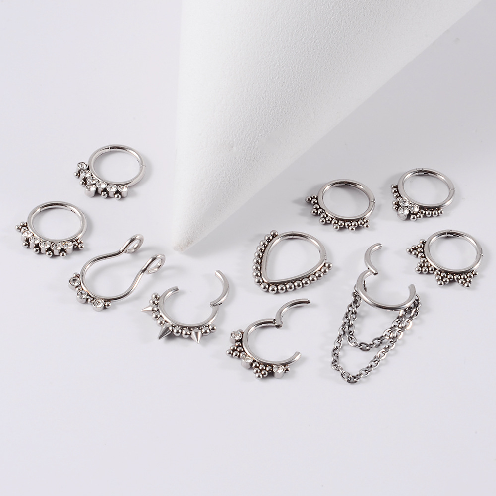 fine jewelry locket Vintage Minimalist elite fine jewelry 304 Stainless Steel Rhinestone Nose Rings & Studs - Retro Hip-Hop Multifunctional Zircon Jewelry fine jewelry for women