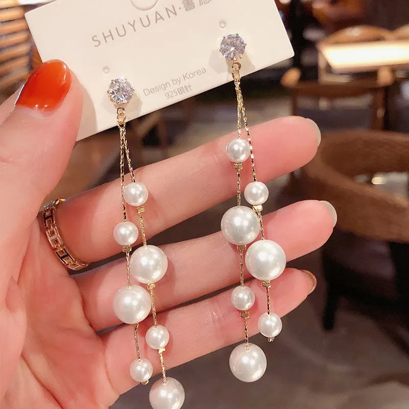 fine jewelry piercing near me Wholesale fine jewelry trade shows Polished Geometric Drop Earrings with Artificial Pearls – Vintage Charm Luxury Elegance Simple Style zachary's fine jewelry