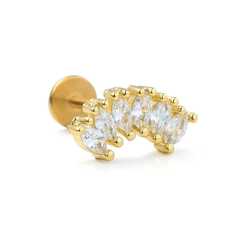 fine jewelry piercing Trendy Personalized Non-Toxic 18k Gold Plated Zircon Ear Studs gurinsky's fine jewelry - Solid Color Copper & White Gold Bulk Wholesale fine jewelry kohl's