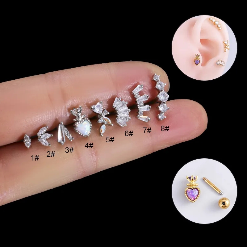 fine jewelry sets for women Luxury Bespoke Heart-Shaped Ear Cartilage Rings & Studs – fine jewelry washington dc 316L Stainless Steel Copper Plating Zircon Inlay Delicate Design fine jewelry piercing