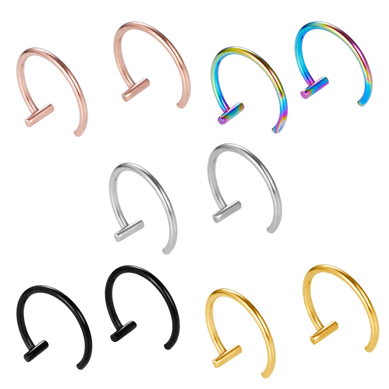 fine jewelry trade shows Luxury Artisan C-Shape Stainless Steel fine jewelry necklaces Plated Lip Ring – Exclusively Crafted Sleek Design fine jewelry gold necklace
