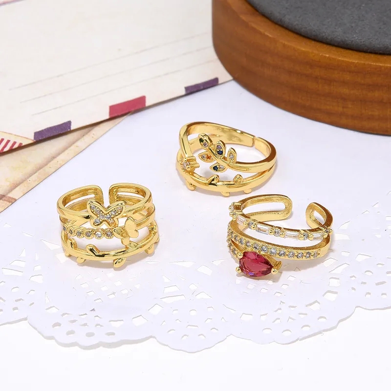 Handcrafted 18K Copper-Plated Zircon Butterfly Rattan Snake Ring – Unique & Exclusive Design
