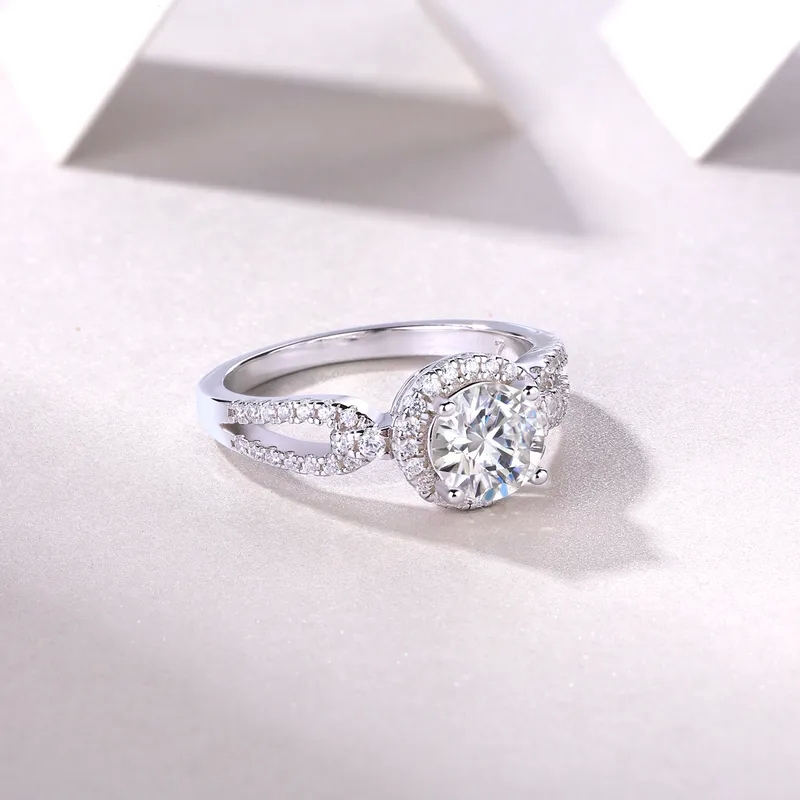 fine jewelry under 100 "Trendsetting 1.0ct Moissanite Round Ring in 925 Silver fine jewelry of las vegas | GRA Certified | High-Fashion Party Wear" enchanted disney fine jewelry