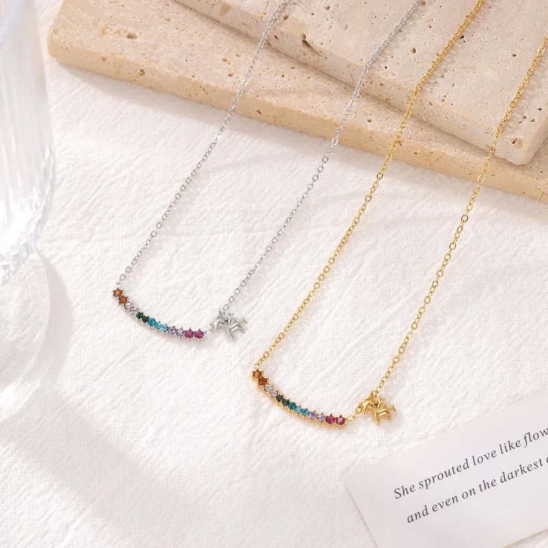 fine jewelry vs imitation jewelry Custom Weatherproof Luxurious Stainless Steel Zircon Pendant Necklace Polished fine jewelry logo Finish Upcycled Gold Plated Design fine jewelry downey