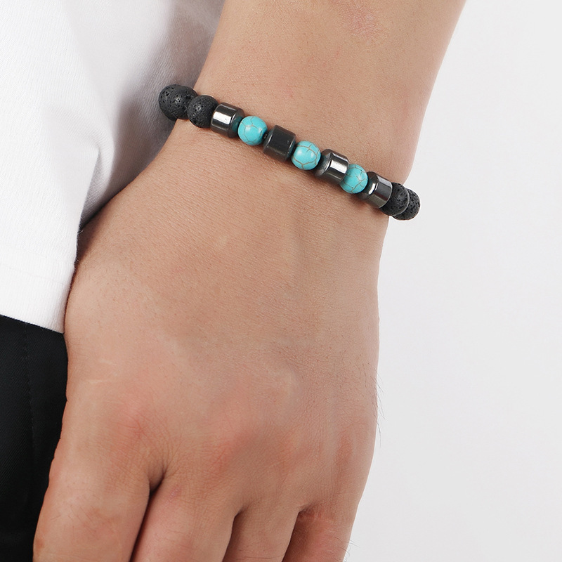 fine / quality jewellery retailers Wholesale Antique-Style Colorful Turquoise 18k gold fine jewelry Volcanic Rock Beaded Bracelets - Scratch-Resistant, No Inlay, Bulk Pack emerson fine jewelry