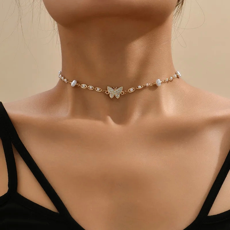 fine zodiac jewelry "Custom Sleek Butterfly Pearl Rhinestone Choker – Elegant Artsy Women's is ferkos fine jewelry legit Necklace Tailor-Made & Affordable" moissy fine jewelry