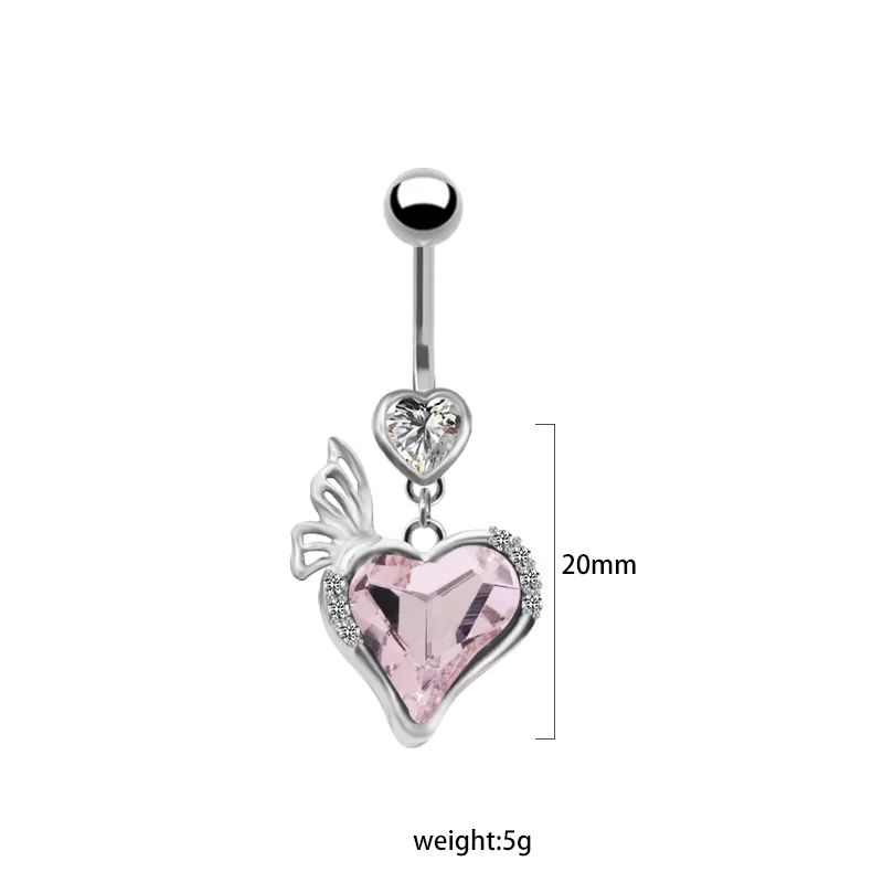 fone 4 u jewelry "Vintage Glam Heart & Butterfly Belly Rings – 316L Stainless Steel Rhinestone Inlay Non-Toxic Gold/White necklace fine jewelry Gold Plated" hialeah fine jewelry