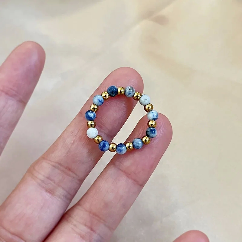 geraci fine jewelry "Ethically Crafted Bohemian Chic 304 Stainless Steel Beaded Round Rings cecil's fine jewelry with Natural Stone Elastic String" fine jewelry vancouver