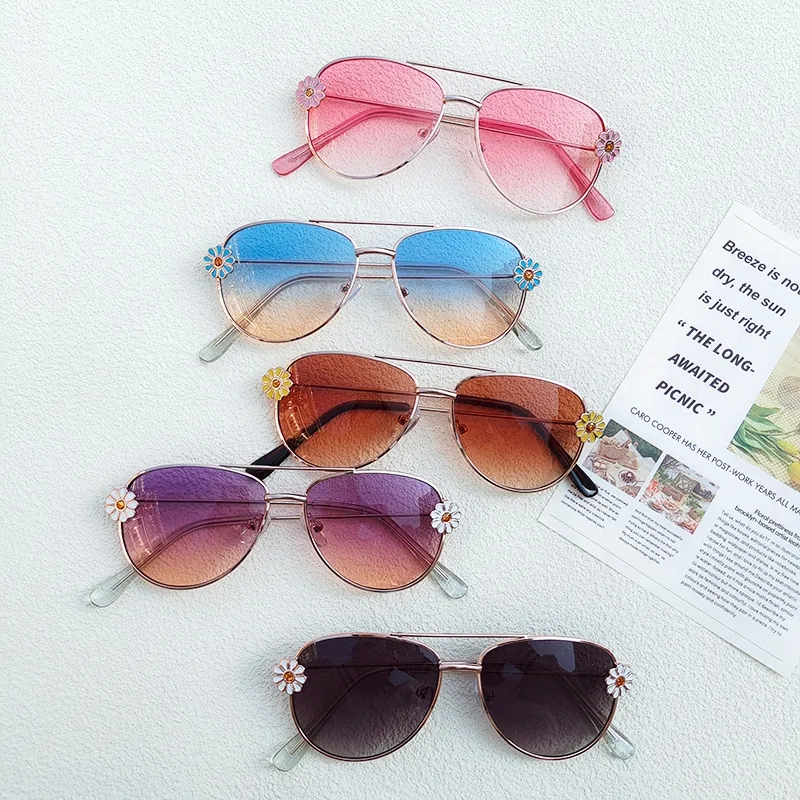ethically made "Bohemian Chic Gradient Color PC Resin Oval Frame bohemian Kids Sunglasses – Stylish Bold & Glossy Design" romantic