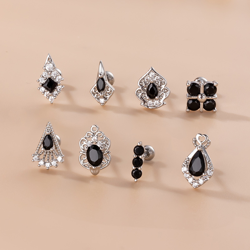hermans fine jewelry Artisanal Shiny 316L Stainless Steel Ear Cartilage Rings young's fine jewelry & Studs with Zircon Inlay, Custom-Fit for Formal Elegance fine jewelry trends 2023