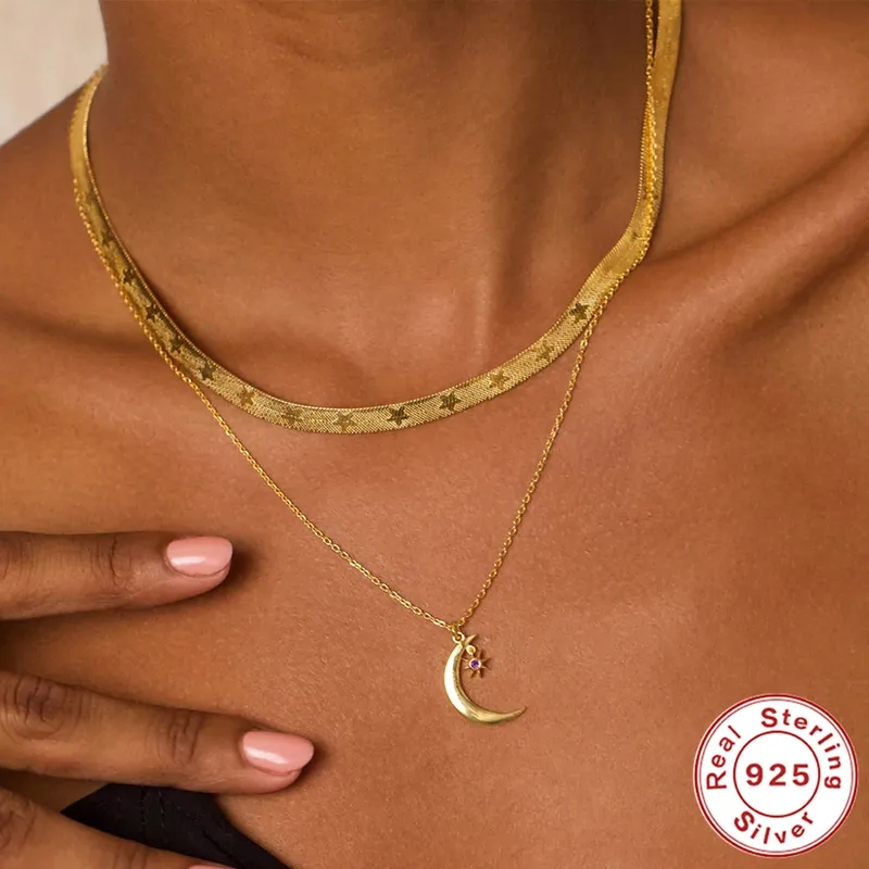high-end jewellery brands "Handcrafted Antique 925 Sterling high end native american jewelry Silver Star Moon Pendant Necklace – Bold Sustainable Premium Birthstone Design" fashion high end jewelry brands
