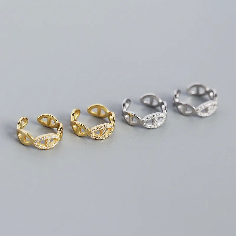 high end costume jewelry earrings "Exquisite S925 Silver Pig Nose Diamond Ear Bone Clip high end jewelry stores dallas – Quick-Ship Earthy White Fungus Jewelry" real high end jewelry