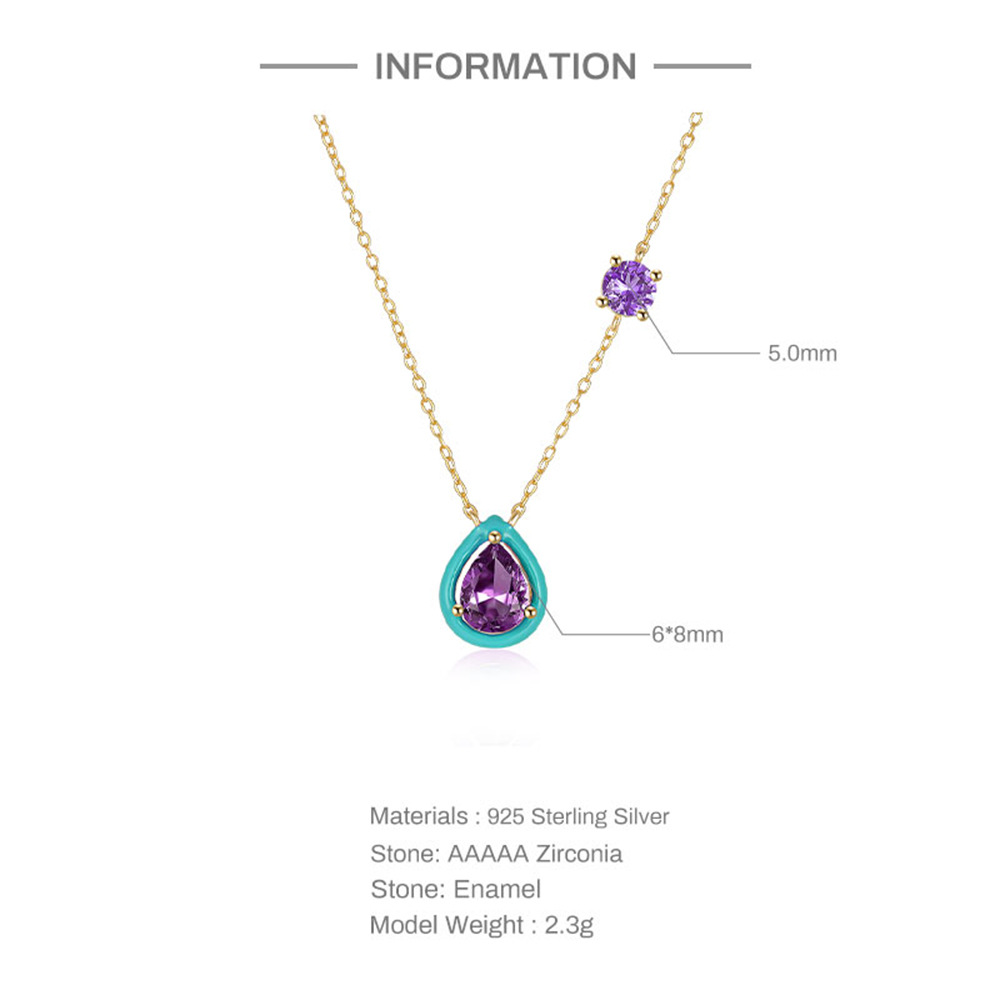 high end cubic zirconia jewelry Chic Dainty 925 Sterling Silver Zircon Enamel Geometric Pendant Necklace - Genuine high end jewelry los angeles & Scratch-Resistant high end enamel jewelry