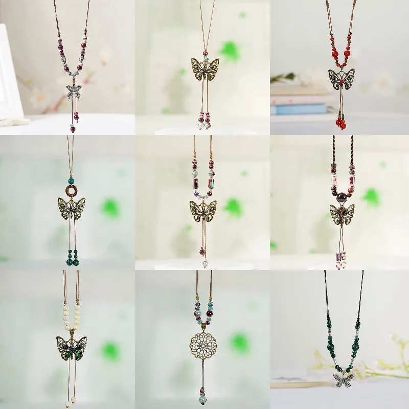 high end fashion jewelry "Limited Stock Polished Tassel Butterfly Necklace – Playful Ethnic Style Affordable fashion jewelry silver Luxury for Women" fashion jewelry miami