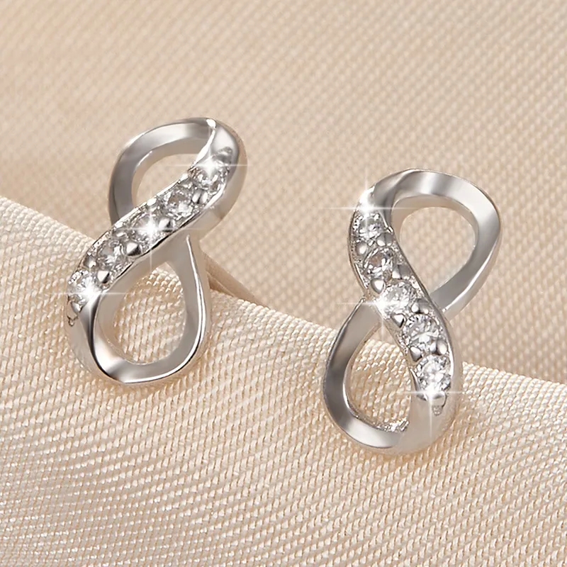 high end jewelry clover "Wholesale the high end jewelry brands 925 Sterling Silver Zircon Infinity Studs – Fast Casual Luxe Sparkle Earrings" gucci high end jewelry