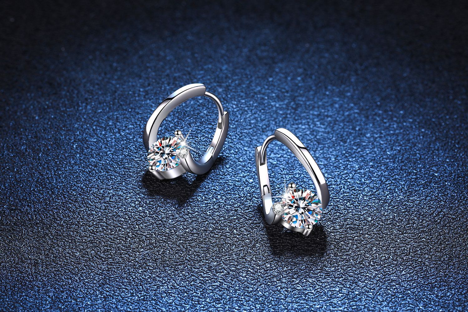 high end jewelry gemstones 1 Pair 1.0ct Round Moissanite Hoop Earrings, 925 Sterling Silver, DEF Colorless, VVS1-VVS2, high quality helix jewelry GRA Certified, Customizable high end unisex jewelry